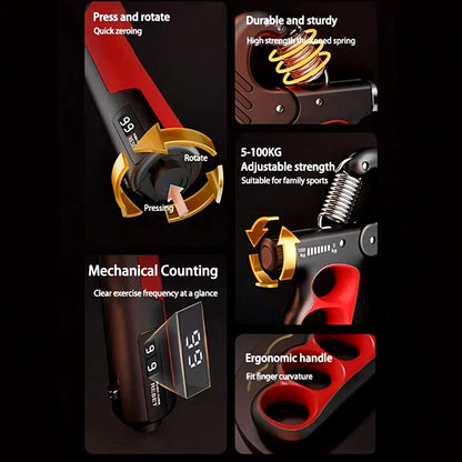 Adjustable Grip Strengthener for Hand and Wrist - 5-60/100/150Kg Resistance for Muscle Recovery and Fitness Training